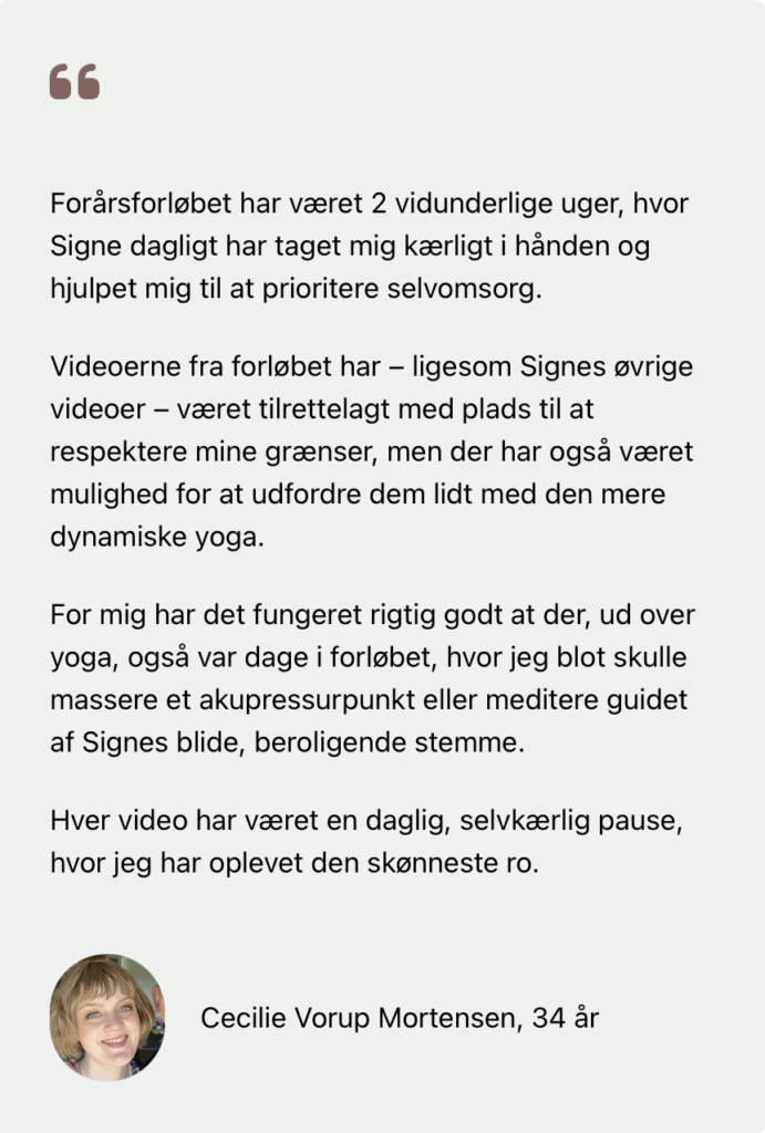 Testimonial Onlineyoga Cecilie Vorup Mortensen